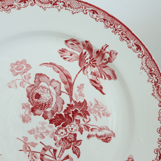 アンティークプレート フォンタンジュ 平皿  フランス サルグミンヌ製 FONTANGES SARREGUEMINES