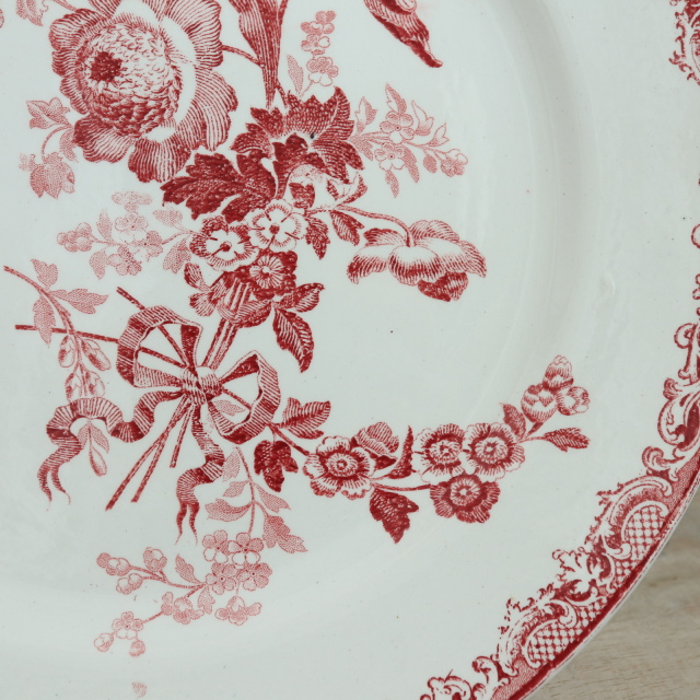 アンティークプレート フォンタンジュ 平皿  フランス サルグミンヌ製 FONTANGES SARREGUEMINES