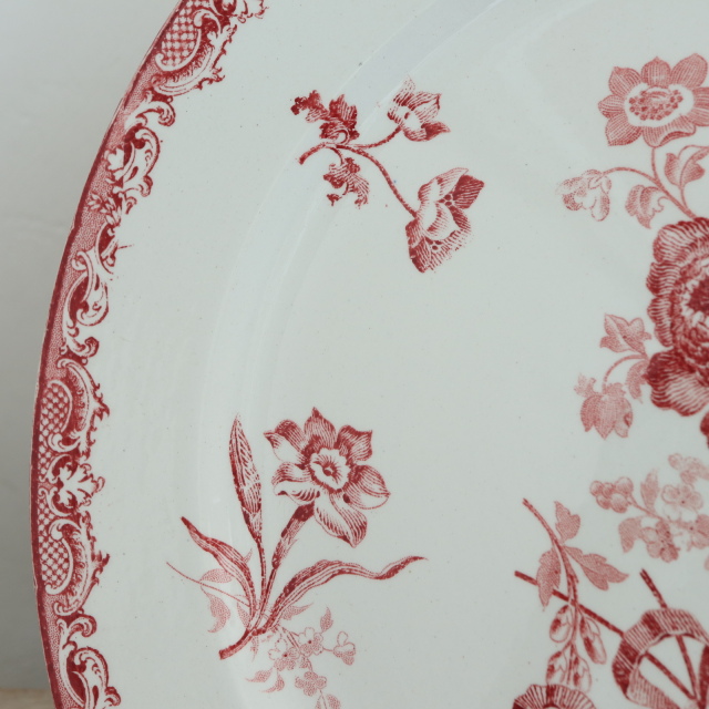 アンティークプレート フォンタンジュ 平皿  フランス サルグミンヌ製 FONTANGES SARREGUEMINES