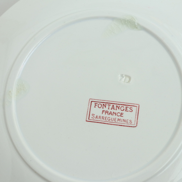 アンティークプレート フォンタンジュ 平皿  フランス サルグミンヌ製 FONTANGES SARREGUEMINES
