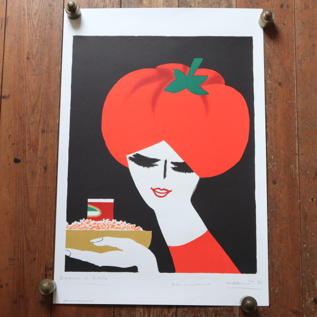 ヴェルナール・ヴィルモ リトグラフ ビンテージポスター クロス・アンド・ブラックウェル トマトソース Bernard Villemot