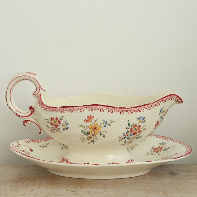 美品　19世紀　ジアン　鳥さんのソーシエール　フランスアンティーク アンティーク ソーシエール 小鳥 LINOTTE フランス クレイユ