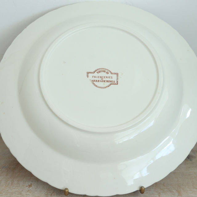 フランス　アンティーク　サルグミンヌ　ブラウン　スグリの深皿プレート フランス アンティーク サルグミンヌ ブラウン スグリの深皿プレート