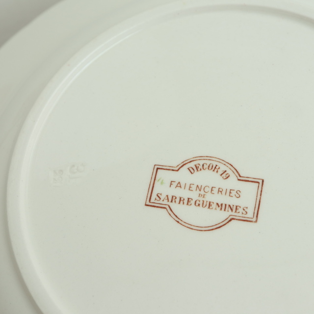 アンティークプレート デコール19 深皿 DECOR19 フランス サルグミンヌ製 FAIENCERIES SARREGUEMINES