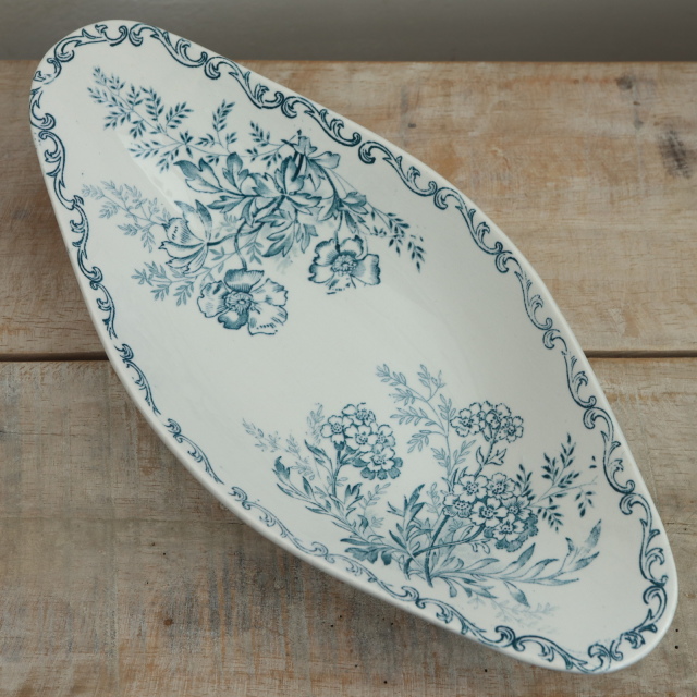 アンティーク ラヴィエ オーバル皿 EGLANTINE フランス サルグミンヌ製 SARREGUEMINES