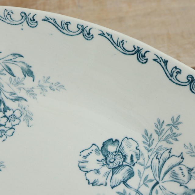アンティーク ラヴィエ オーバル皿 EGLANTINE フランス サルグミンヌ製 SARREGUEMINES