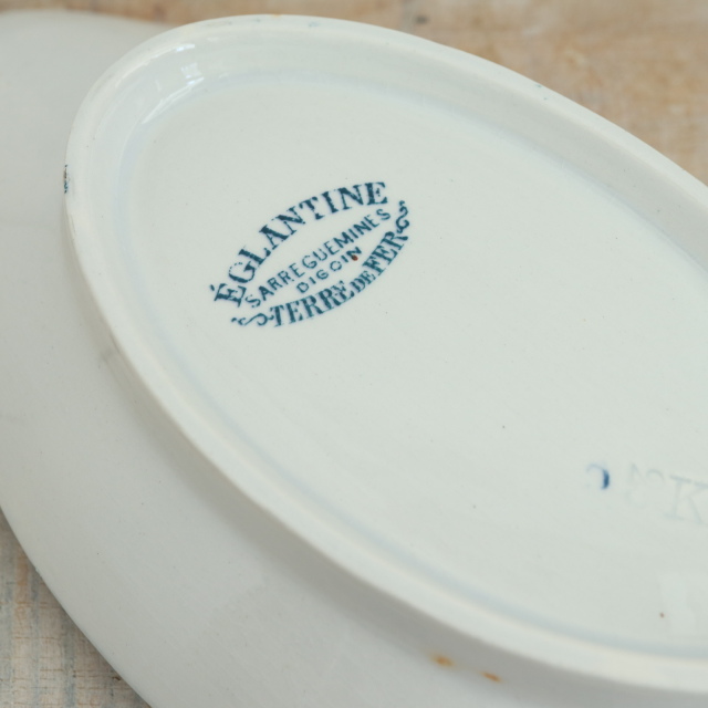 アンティーク ラヴィエ オーバル皿 EGLANTINE フランス サルグミンヌ製 SARREGUEMINES