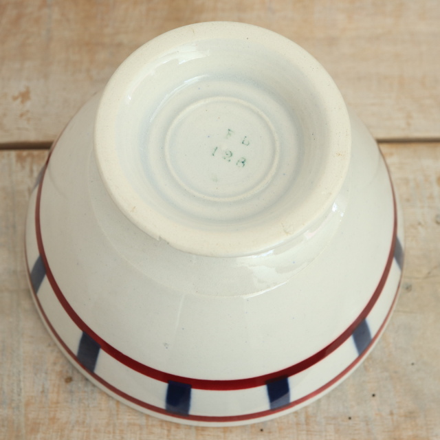 アンティーク カフェオレボウル バスク柄 フランス バドンヴィレー製