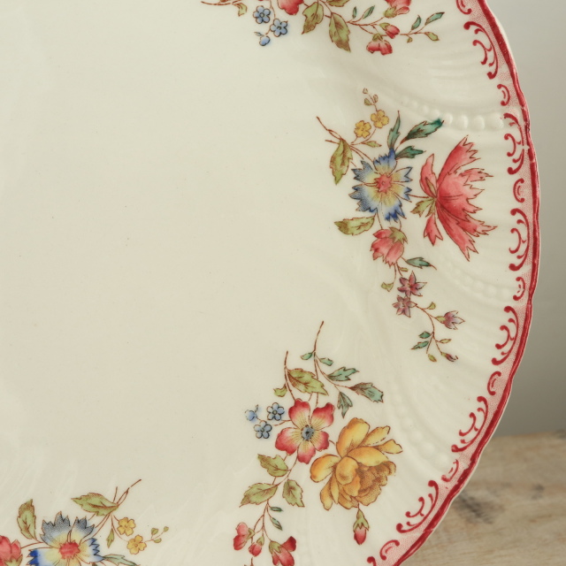 アンティークプレート デコール19 平皿 DECOR19 フランス サルグミンヌ製 FAIENCERIES SARREGUEMINES