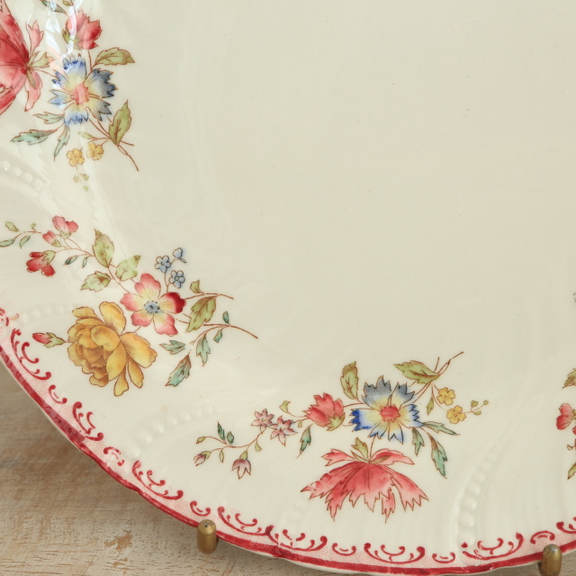 アンティークプレート デコール19 平皿 DECOR19 フランス サルグミンヌ製 FAIENCERIES SARREGUEMINES