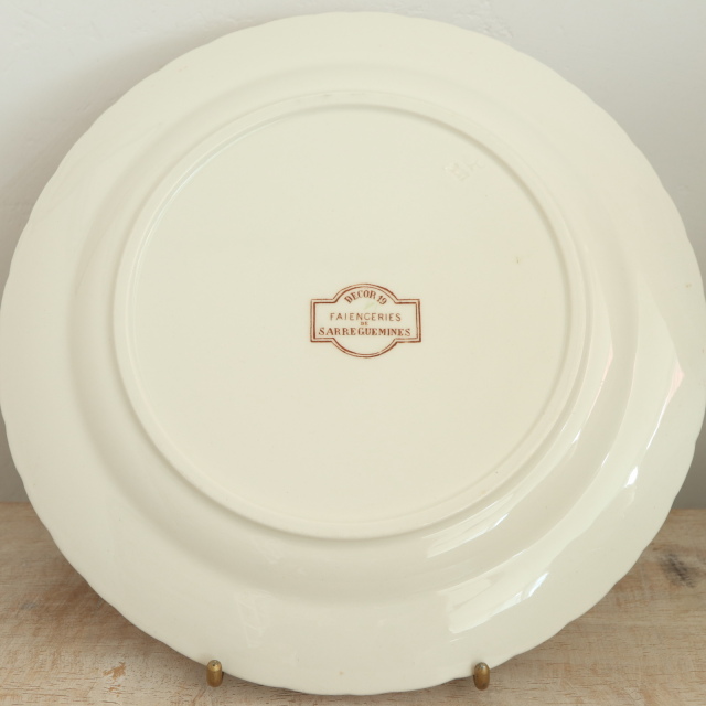 アンティークプレート デコール19 平皿 DECOR19 フランス サルグミンヌ製 FAIENCERIES SARREGUEMINES