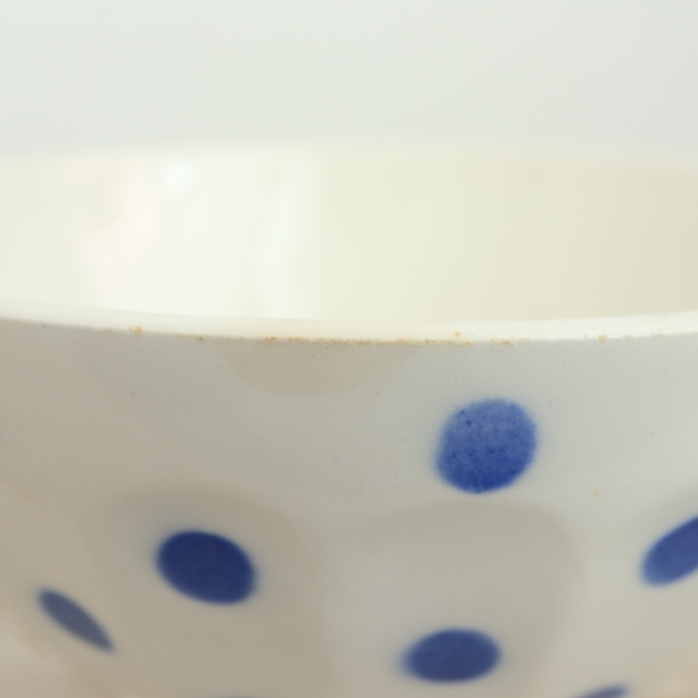 アンティーク カフェオレボウル ブルー ドット 水玉 フランス ムーラン
