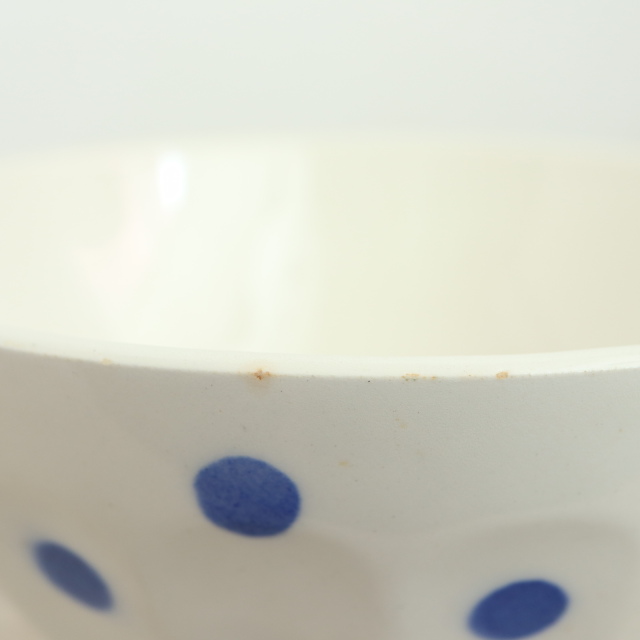 アンティーク カフェオレボウル ブルー ドット 水玉 フランス ムーラン