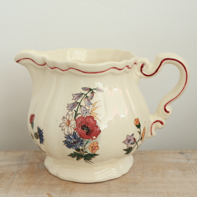 アンティーク クレミエ アグレスト ミルクピッチャー フランス サルグミンヌ製 Agreste SARREGUEMINES