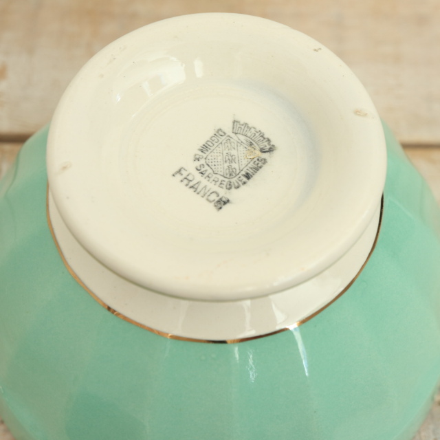 アンティーク カフェオレボウル ライトグリーン フランス