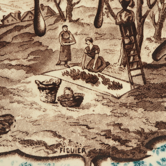 アンティークプレート イチジク 皿 FIQUIER フランス サルグミンヌ製 U&C SARREGUEMINES