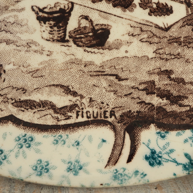 アンティークプレート イチジク 皿 FIQUIER フランス サルグミンヌ製 U&C SARREGUEMINES