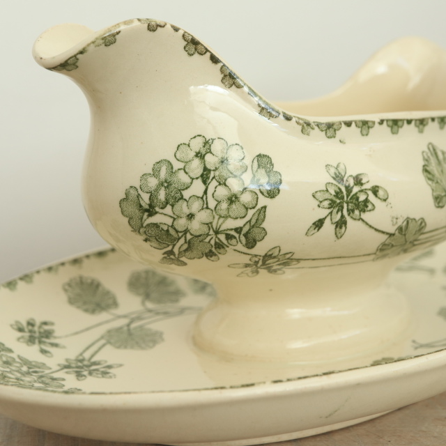 アンティーク ソーシエール ゼラニウム GERANIUM フランス サルグミンヌ製 U&C SARREGUEMINES