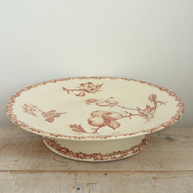 フランス アンティーク ヴィンテージ サーモンピンク ラヴィエ プレート ２枚 フランス アンティーク ヴィンテージ サーモンピンク ラヴィエ