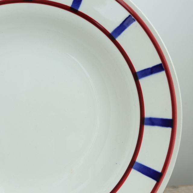 フランスアンティーク サルグミンヌ バスク柄深皿 アンティーク