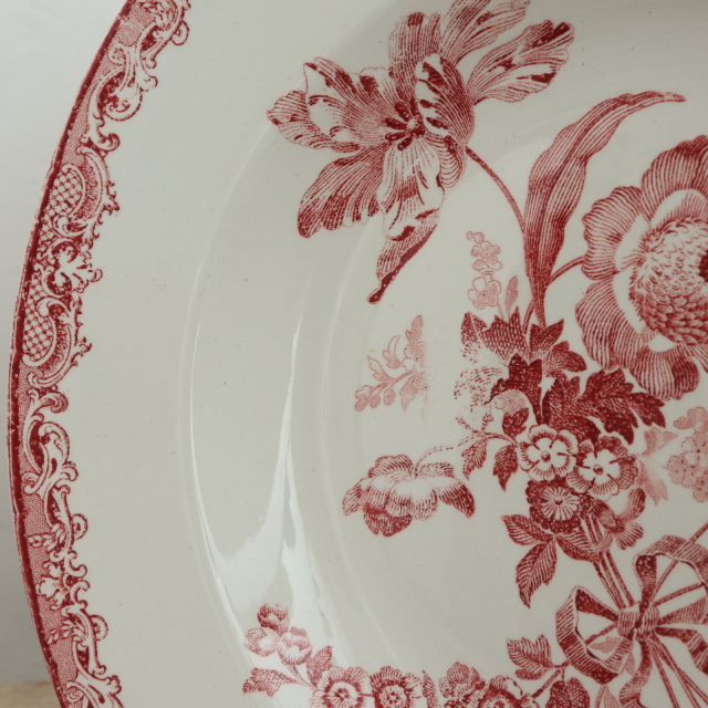 アンティークプレート フォンタンジュ 深皿 フランス サルグミンヌ製 FONTANGES SARREGUEMINES