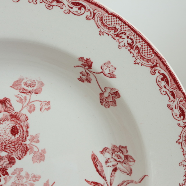 アンティークプレート フォンタンジュ 深皿 フランス サルグミンヌ製 FONTANGES SARREGUEMINES