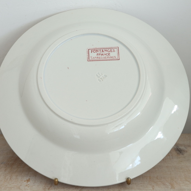 アンティークプレート フォンタンジュ 深皿 フランス サルグミンヌ製 FONTANGES SARREGUEMINES