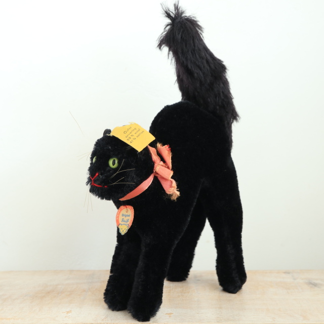 アンティーク シュタイフ 黒猫 Steiff Black Tom Cat 14cm