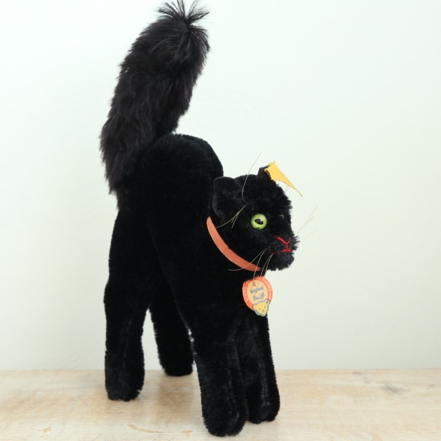 アンティーク シュタイフ 黒猫 Steiff Black Tom Cat 14cm
