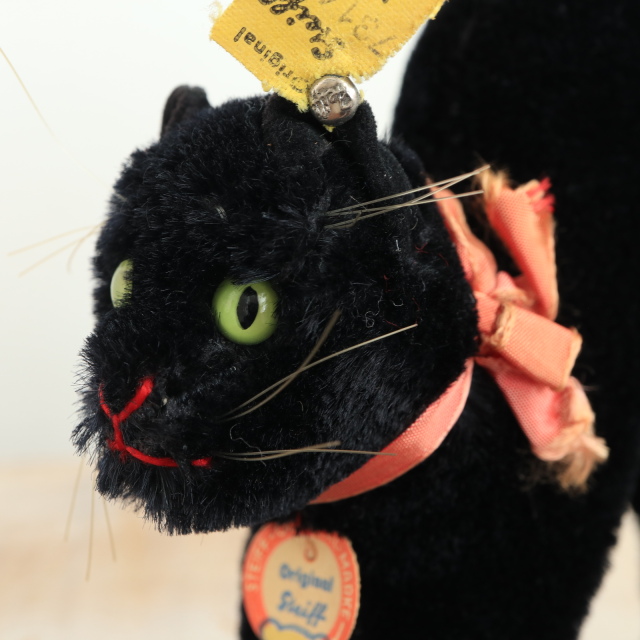 アンティーク シュタイフ 黒猫 Steiff Black Tom Cat 14cm