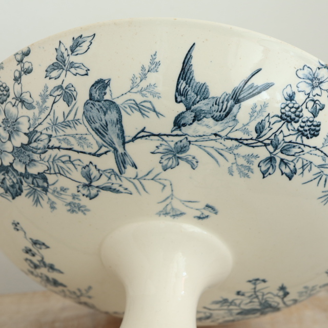 アンティーク コンポティエ 小鳥 MIGNON フランス ロンウィー製 LONGWY