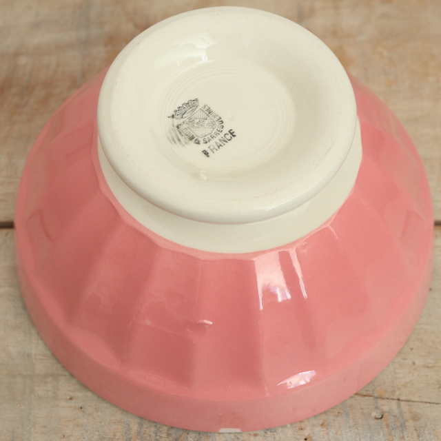 アンティーク カフェオレボウル ピンク フランス ディゴワン&サルグミンヌ製 DIGOIN & SARREGUEMINES