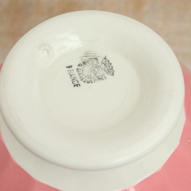アンティーク カフェオレボウル ピンク フランス ディゴワン&サルグミンヌ製 DIGOIN & SARREGUEMINES
