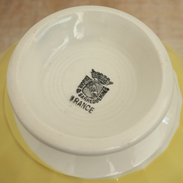 アンティーク カフェオレボウル イエロー フランス ディゴワン&サルグミンヌ製 DIGOIN & SARREGUEMINES