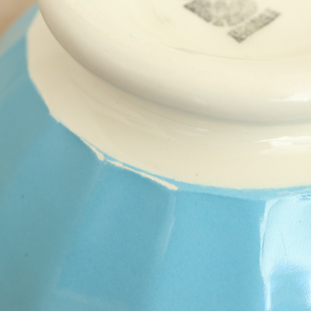 アンティーク カフェオレボウル ライトブルー フランス ディゴワン&サルグミンヌ製 DIGOIN & SARREGUEMINES