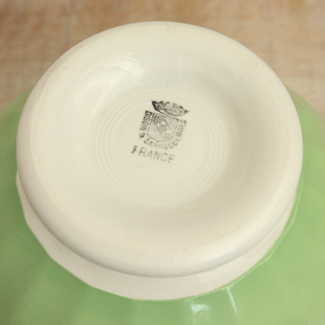 アンティーク カフェオレボウル ライトグリーン フランス ディゴワン&サルグミンヌ製 DIGOIN & SARREGUEMINES
