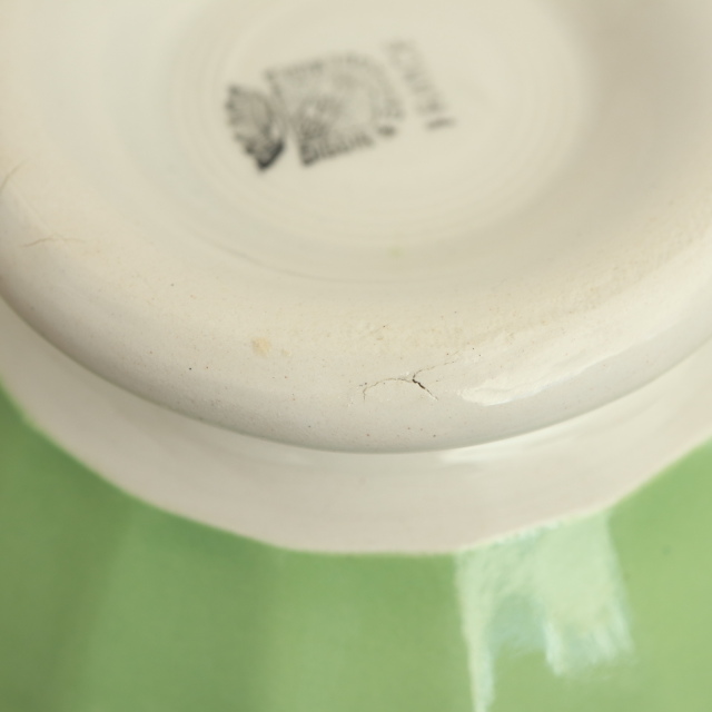 アンティーク カフェオレボウル ライトグリーン フランス ディゴワン&サルグミンヌ製 DIGOIN & SARREGUEMINES