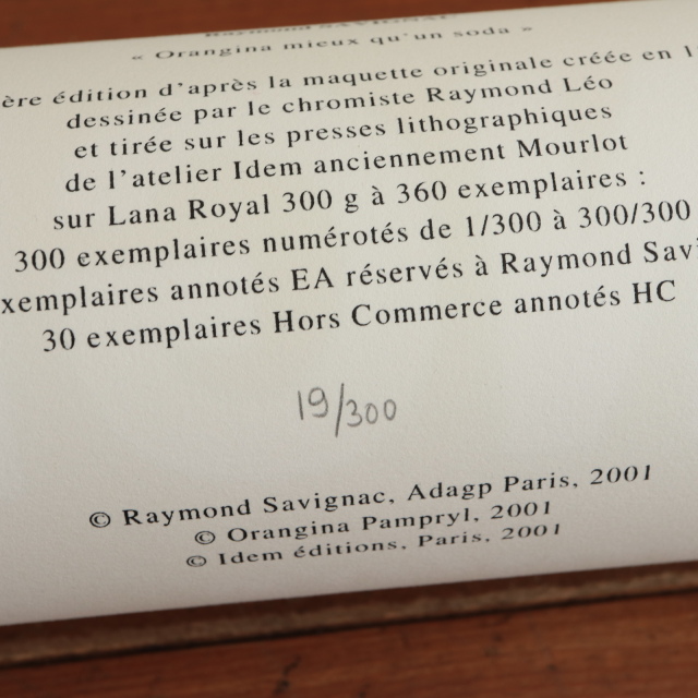 サヴィニャック オランジーナ リトグラフ ポスター Orangina SAVIGNAC