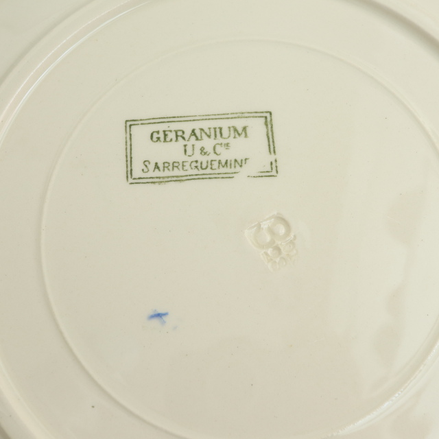 アンティークプレート ゼラニウム 皿 GERANIUM フランス サルグミンヌ製 U&C SARREGUEMINES