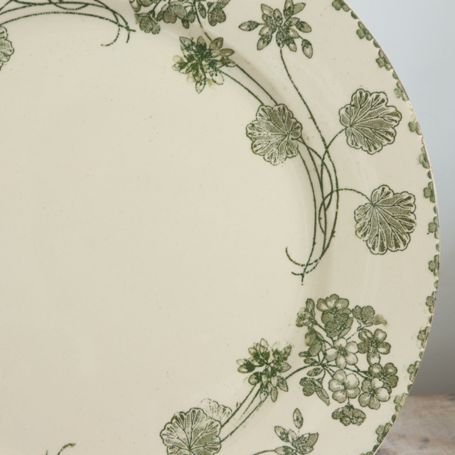 アンティークプレート ゼラニウム 皿 GERANIUM フランス サルグミンヌ製 U&C SARREGUEMINES