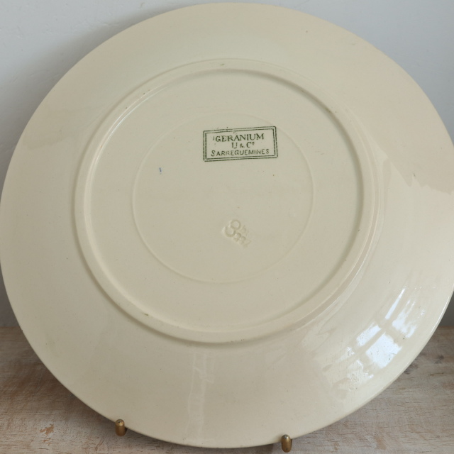 アンティークプレート ゼラニウム 皿 GERANIUM フランス サルグミンヌ製 U&C SARREGUEMINES