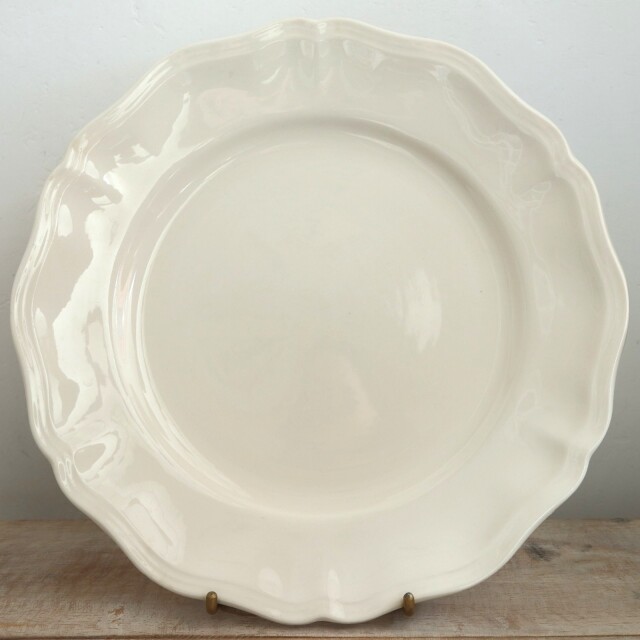 アンティークプレート 皿 花リム Ivoire フランス サルグミンヌ製 Sarreguemines