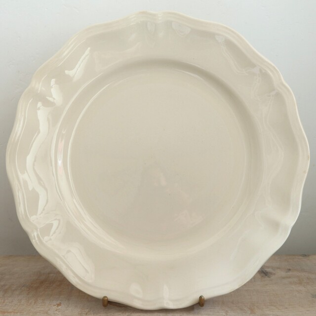アンティークプレート 皿 花リム Ivoire フランス サルグミンヌ製 Sarreguemines