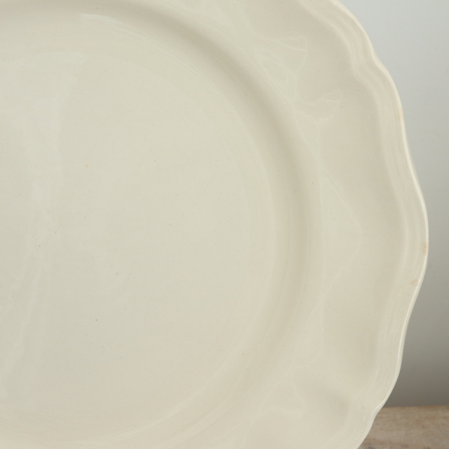 アンティークプレート 皿 花リム Ivoire フランス サルグミンヌ製 Sarreguemines