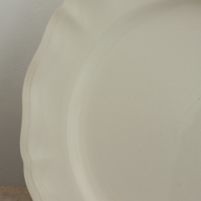 アンティークプレート 皿 花リム Ivoire フランス サルグミンヌ製 Sarreguemines