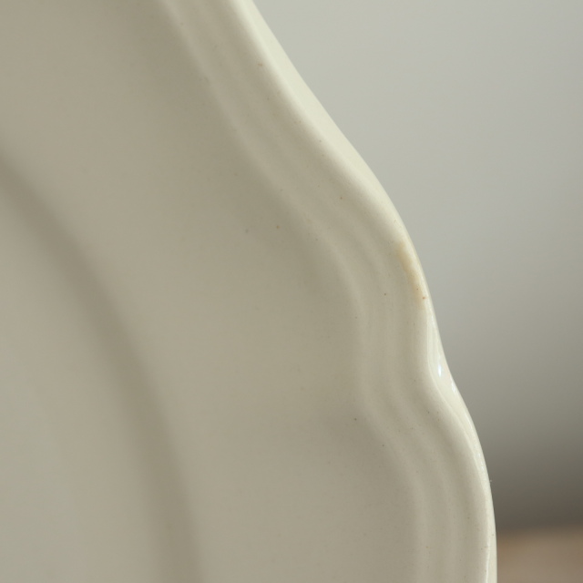 アンティークプレート 皿 花リム Ivoire フランス サルグミンヌ製 Sarreguemines