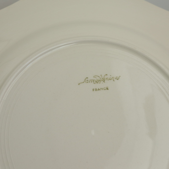 アンティークプレート 皿 花リム Ivoire フランス サルグミンヌ製 Sarreguemines