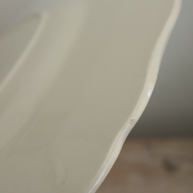 アンティークプレート 皿 花リム Ivoire フランス サルグミンヌ製 Sarreguemines