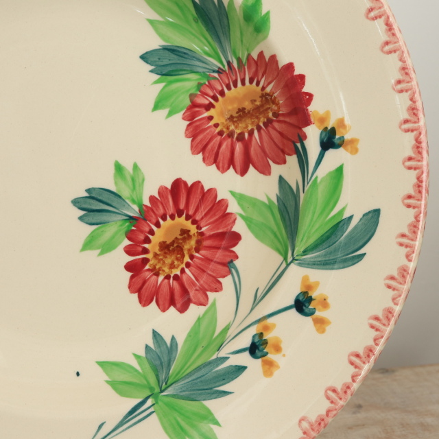 アンティーク プレート ハンドペイント 深皿 フランス ロンウィー製 LONGWY