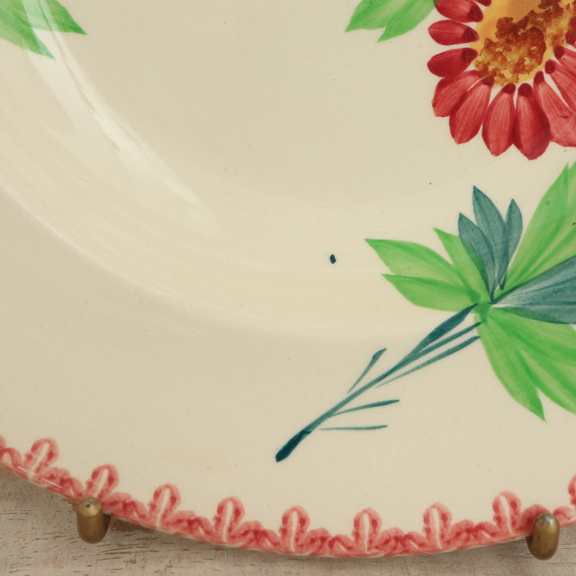 アンティーク プレート ハンドペイント 深皿 フランス ロンウィー製 LONGWY